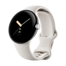 Laikrodis Google Pixel Watch LTE 41mm Poliruotas Silver dėklas su sportiniu dirželiu – kreidos spalvos