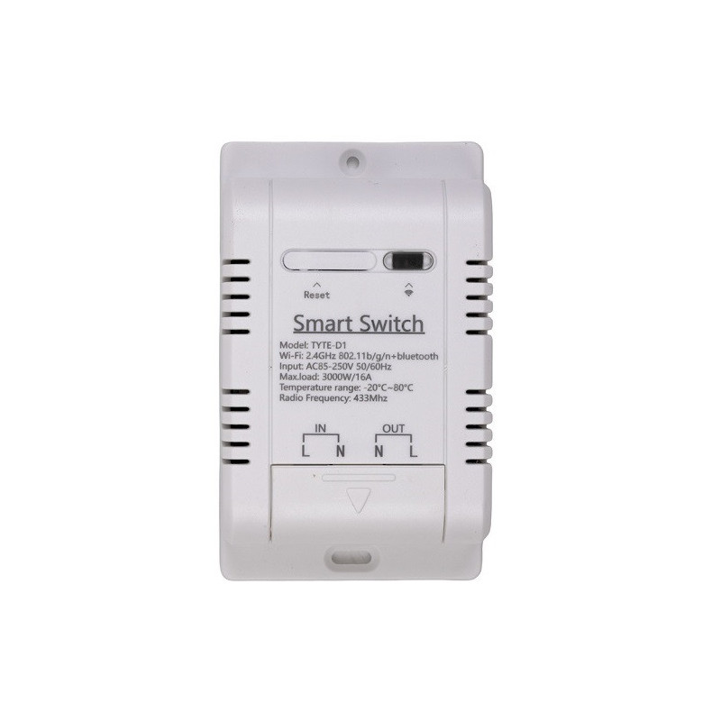 TUYA išmanusis 1 kanalo jungiklis su išoriniu temperatūros jutikliu, Wi-Fi, RF, 16A, AC 85-250V