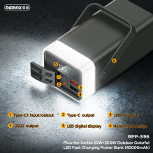 Grąžinta prekė Išorinė baterija Power Bank Remax RPP-596 22.5W 40000mAh pilka Grąžinta prekė Išorinė baterija Power Bank Remax RPP-596 22.5W 40000mAh pilka