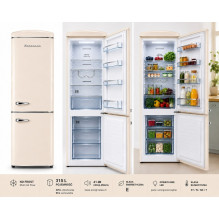 Ravanson LKK-315RM Retro Fridge 597 mm x 707 mm x 1943 mm , 315 l , Total No Frost , Energy Class E , Cream
