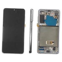 LCD screen Samsung G991 S21 5G with touch screen and frame Phantom White original (assembled service pack)