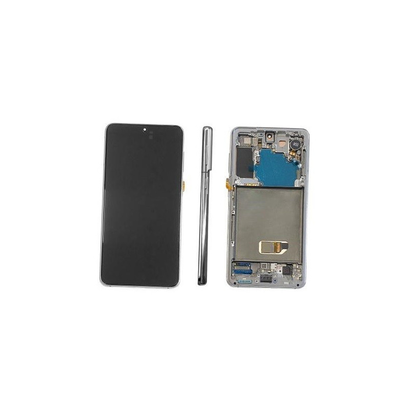 LCD screen Samsung G991 S21 5G with touch screen and frame Phantom White original (assembled service pack)