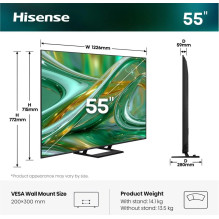 Hisense 55E89S TV 139.7 cm (55") 4K Ultra HD Smart TV Wi-Fi Grey 400 cd / m²