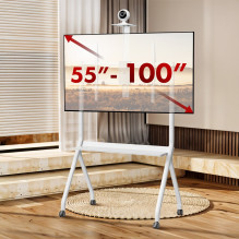 Maclean TV stand / cart, camera shelf, on casters, 55-100", max load 120kg / 10kg shelf, max. VESA 900x600, white, Maclean TV stand / cart, camera shelf, on casters, 55-100", max load 120kg / 10kg shelf, max. VESA 900x600, white,