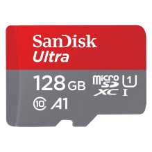 128GB „Sandisk Ultra microSDXC 140MB/s“ kortelė + adapteris 128GB „Sandisk Ultra microSDXC 140MB/s“ kortelė + adapteris