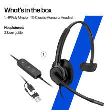 Ausinės HP Poly Mission 415 - Mission 400 serijos - ant ausų - laidinės - aktyvus triukšmo slopinimas - USB-C, USB-A - B Ausinės HP Poly Mission 415 - Mission 400 serijos - ant ausų - laidinės - aktyvus triukšmo slopinimas - USB-C, USB-A - B