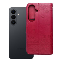 Atverčiamas dėklas, skirtas „Samsung S26 PLUS Mezzo Book“, raudonas, katėms