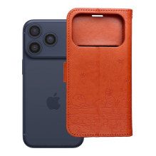 Atverčiamas dėklas, skirtas iPhone 17 PRO / 18 PRO, Mezzo Book, rudos spalvos, katės