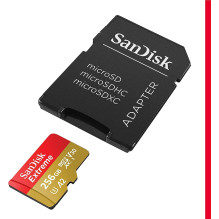 Kortelė SanDisk Extreme MicroSDXC 256 GB Class 10 UHS-I / U3 A2 V30 (SDSQXAV-256G-GN6MA)