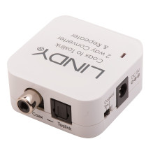 Audio Converter - LINDY TosLink (Optical) and Coaxial Bidirectional Converter, 192kHz, White
