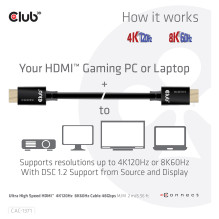Club3D HDMI Cable A - A 2.1 Ultra High Speed 10K HDR 1m retail