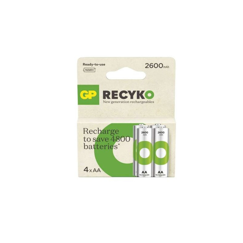 GP Battery (AA) Įkraunamos NIMH R6 / AA, 270AAHCE-R21, ReCyko (4 baterijos / blisteris), 2700 mAh