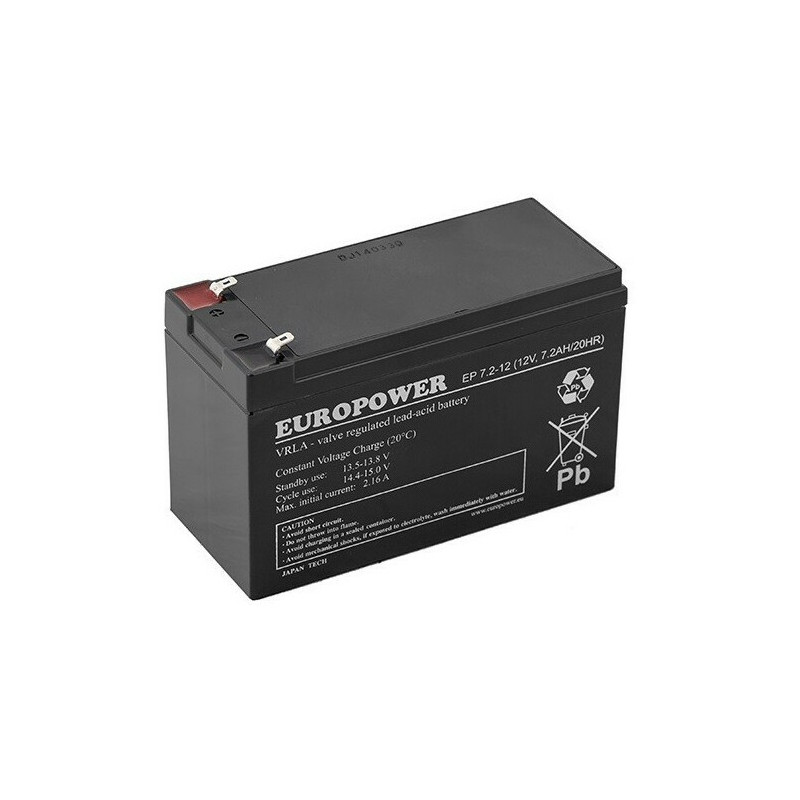 AGM battery EUROPOWER series EP 12V 7.2Ah (Lifespan 6-9 years)