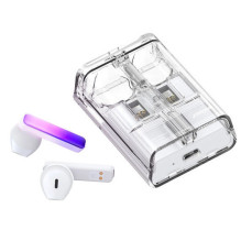 Joyroom Earphone IceLens Series Bluetooth True Wireless BT 5.3, TWS, AAC, SBC, HFP, A2DP, AVRCP, with LED Lights, White 