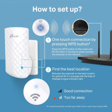 TP-Link RE190 AC750 diapazona pastiprinātājs TP-Link RE190 AC750 diapazona pastiprinātājs