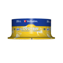 DVD+RW Verbatim 4,7GB 25pcs Pakuotė 4x Spindel silver mažmeninė prekyba