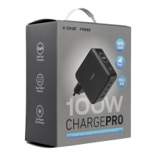 Kelioninis įkroviklis X-ONE ChargeGo GaN su LCD ekranu 100W 2x USB C - juodas