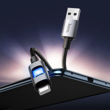 LED laidas USB A į USB C Hoco 3A 1,2 m U144 juodas