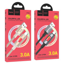 LED laidas USB A į USB C Hoco 3A 1,2 m U144 juodas