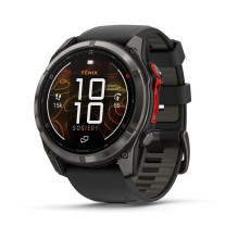 „Garmin fenix® 8 Pro“ – 51 mm, „MicroLED Sapphire“, anglies pilkumo DLC titano dirželis su juodu / akmenėlio pilkumo sil