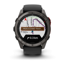 „Garmin fenix® 8 Pro“ – 51 mm, „MicroLED Sapphire“, anglies pilkumo DLC titano dirželis su juodu / akmenėlio pilkumo sil