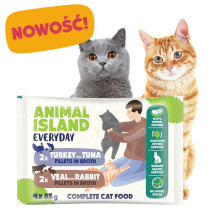 ANIMAL ISLAND Veal / Rabbit & Turkey / Tuna Fillets in broth - wet cat food - 4x85g ANIMAL ISLAND Veal / Rabbit & Turkey / Tuna Fillets in broth - wet cat food - 4x85g