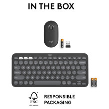 „Logitech Pebble 2 Combo“ TONAL grafito spalvos