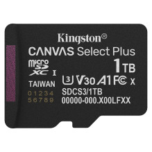 KORTELĖ „Kingston“ 1 TB „microSDXC Canvas Select Plus Gen3“ 150 MB / s A1 kortelė + adapteris KORTELĖ „Kingston“ 1 TB „microSDXC Canvas Select Plus Gen3“ 150 MB / s A1 kortelė + adapteris