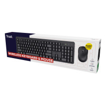 „Trust Ody II“ klaviatūra su pele, universali belaidė RF QWERTY klaviatūra, JAV anglų kalbos, juoda