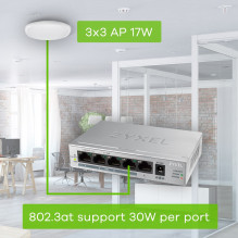 Zyxel GS1005HP Unmanaged Gigabit Ethernet (10 / 100 / 1000) Power over Ethernet (PoE) Silver