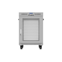 19" 15U 600 × 800 GREY FLOOR-STANDING RACK CABINET WITH PERFORATED DOOR AND LCD, LANBERG (FLAT PACK)