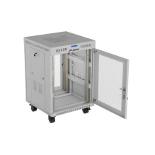 19" 15U 600 × 800 GREY FLOOR-STANDING RACK CABINET WITH PERFORATED DOOR AND LCD, LANBERG (FLAT PACK)