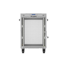 19" 15U 600 × 800 GREY FLOOR-STANDING RACK CABINET WITH PERFORATED DOOR AND LCD, LANBERG (FLAT PACK)