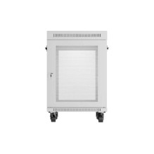 19" 15U 600 × 800 GREY FLOOR-STANDING RACK CABINET WITH PERFORATED DOOR AND LCD, LANBERG (FLAT PACK)
