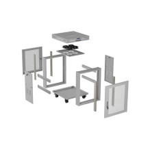19" 15U 600 × 800 GREY FLOOR-STANDING RACK CABINET WITH PERFORATED DOOR AND LCD, LANBERG (FLAT PACK)