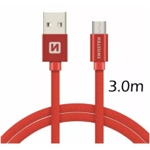 Swissten Textile Quick Charge Universāls Micro USB Datu un Uzlādes Kabelis 3m