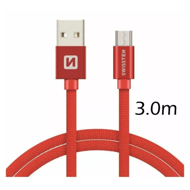 Swissten Textile Quick Charge Universāls Micro USB Datu un Uzlādes Kabelis 3m