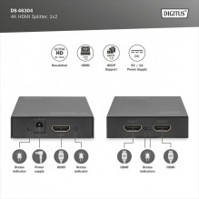 DIGITUS Splitter HDMI 1x2 4K bis zu 2Monitore Black