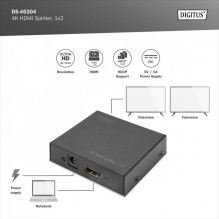 DIGITUS Splitter HDMI 1x2 4K bis zu 2Monitore Black