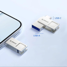 Orico U301 128GB USB-A USB-C USB 3.2 Gen 1 Pendrive - Silver