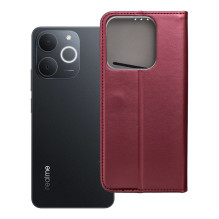 Atverčiamas dėklas, skirtas „Realme NOTE 70 Smart Magneto“, bordo spalvos
