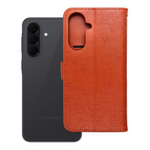 Atverčiamas dėklas, skirtas Samsung A37 Mezzo Book, rudos spalvos, katės