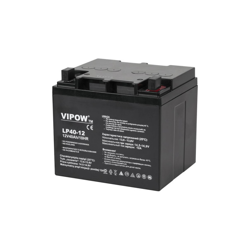 12 V 40 Ah akumuliatorius :: Gelio (GEL) :: 12 voltų, 40 ampervalandžių (Ah) :: VIPOW