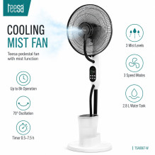 Cooling fan with mist function, 3 mist intensities, timer, 2.8 l water tank