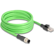 DELOCK M12 Kabel D-kodiert 4 Pin St. zu RJ45 St. PUR(TPU) 5m