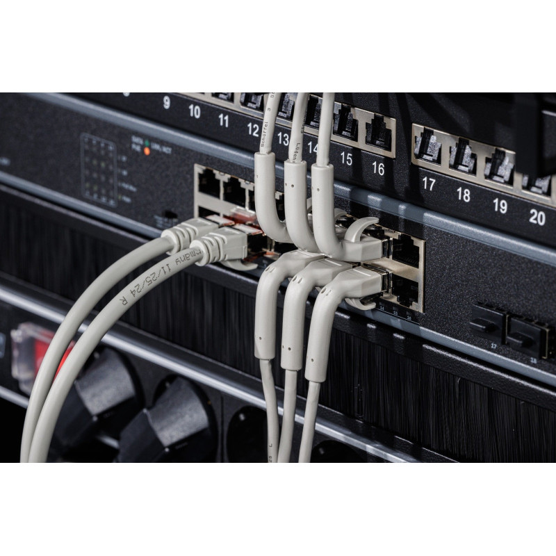 Digitus angled patch cable CAT 6A F-FTP, copper, 1.5 m, gray, 10 pcs.