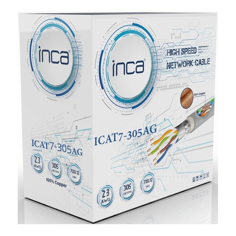 INCA Ethernetkabel 23AWG Cat7 S / FTP1 10Gbit 305.00m Gray