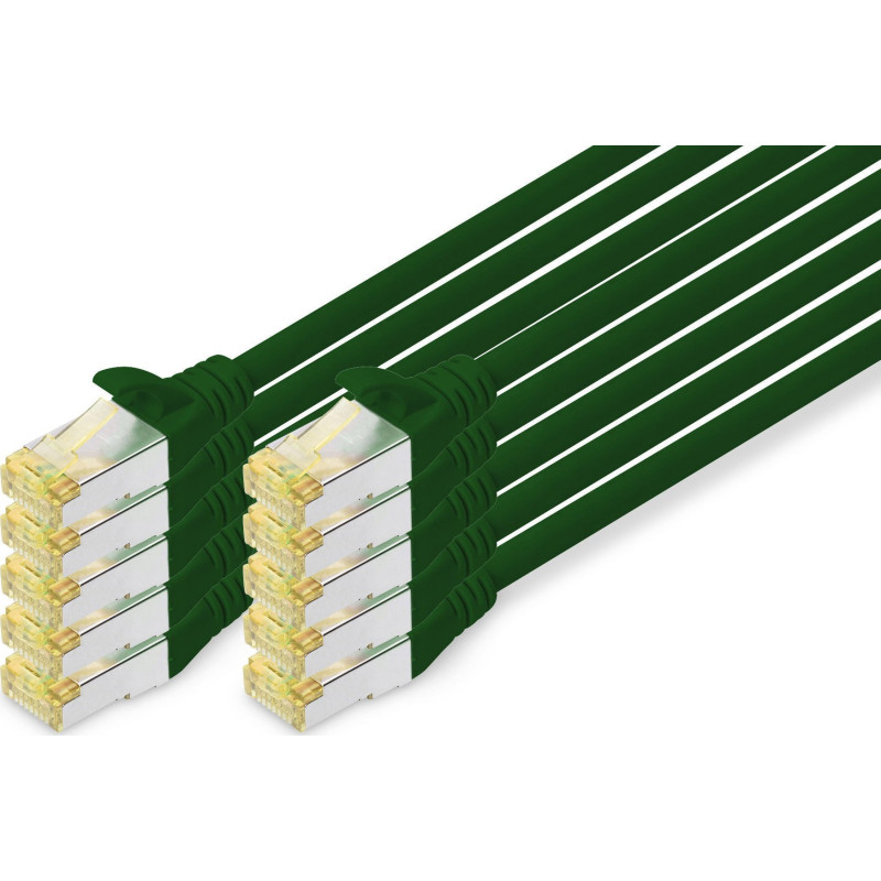 DIGITUS CAT 6A S / FTP Patch Cable, 10 pieces, 3m, green