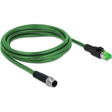 DELOCK Netzwerkkabel M12 4 kontaktų D-kodiert RJ45 St PVC 2m
