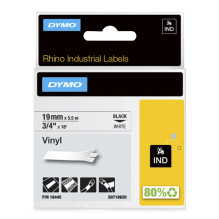 DYMO Rhino Band Vinyl 19mmx5.5m Black- weiß